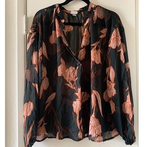 Flowery sheer blouse